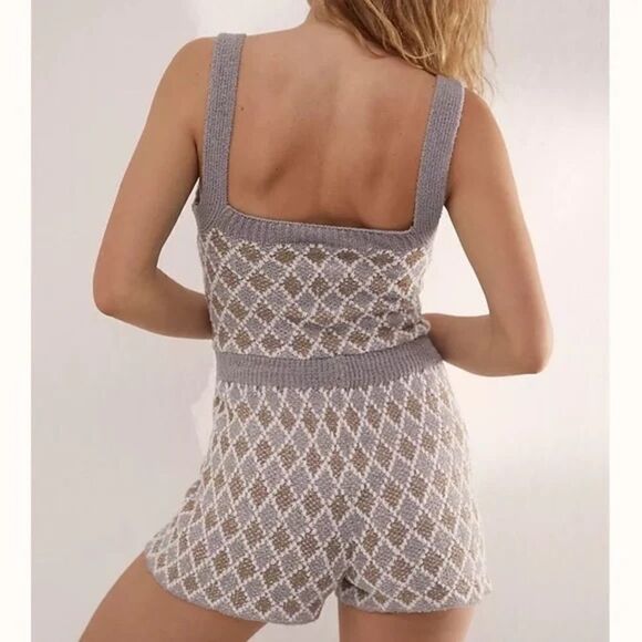 Free People X REVOLVE Dream Diamonds Romper in Grey Combo - Picture 7 of 12